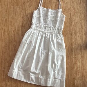 Aritzia Wilfred White Smocked Mini Dress
